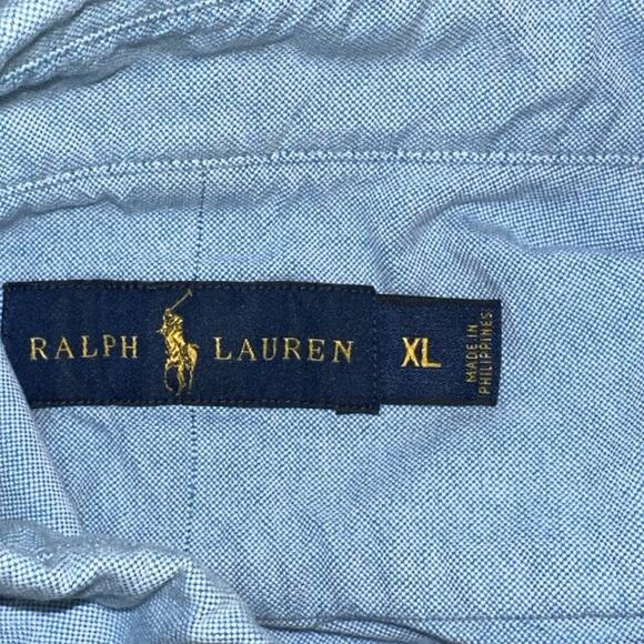 Ralph Lauren Men's Classic Fit Blue Chambray Long Sleeve Shirt XL 0616 - Picture 5 of 5